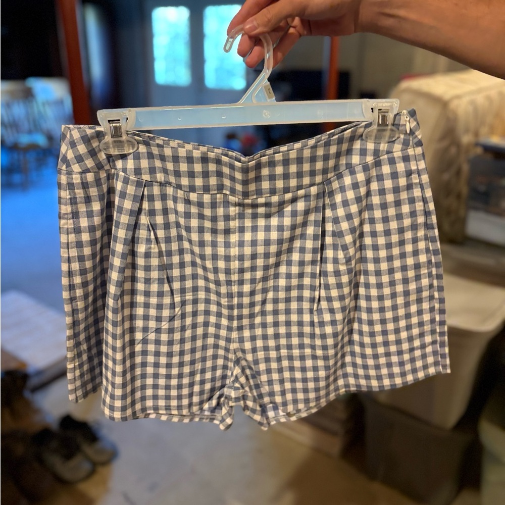 Blue and White Gingham Women's Shorts